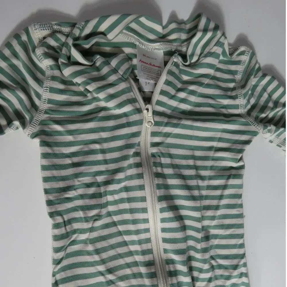 Hannah Anderson 2T One Piece Zip Up Long Sleeve Sleeper Ivory Sage